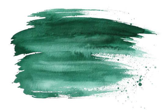 dark green watercolor brush stroke paint isolated on white or transparent png