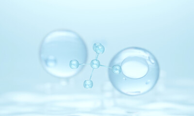 molecule background, skin care cosmetics solution, 3d illustration