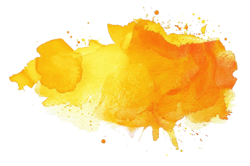 yellow watercolor splash isolated on white or transparent png