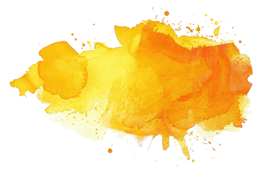 yellow watercolor splash isolated on white or transparent png