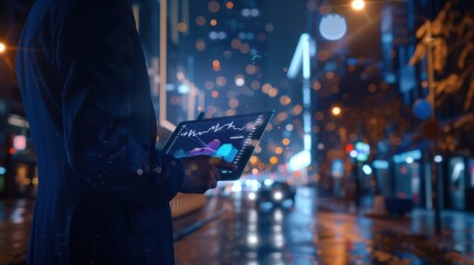 The tablet with financial data