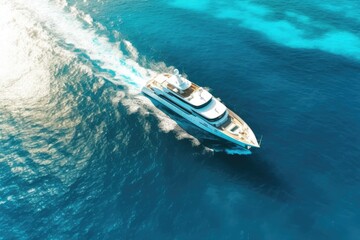 Fototapeta premium Luxurious Yacht Sailing in Clear Blue Waters
