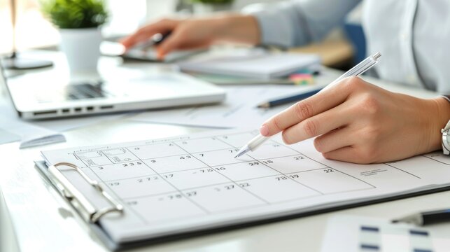 Secretary organizing her boss's calendar