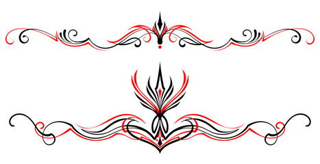 Floral art illustration. Vintage pinstripes art motorcycle and car. Retro and vintage ornaments. For vinyl sticker, painting template, tattoo, apparel, merchandise, border, frame. Vector Eps 10.