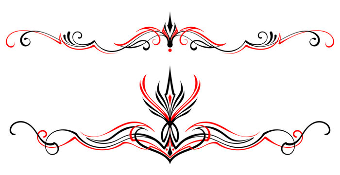 Floral art illustration. Vintage pinstripes art motorcycle and car. Retro and vintage ornaments. For vinyl sticker, painting template, tattoo, apparel, merchandise, border, frame. Vector Eps 10.