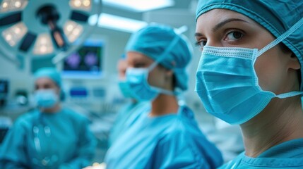 Surgeons operating a surgical robot console during a procedure with minimalist background