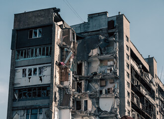 destroyed building in a city lost in the war in Ukraine