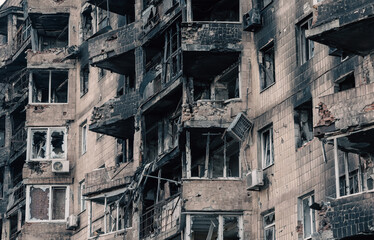destroyed building in a city lost in the war in Ukraine