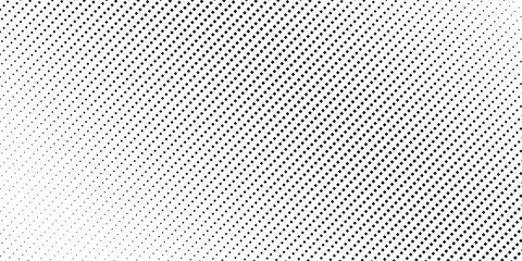 Halftone black polka dots pattern on white background, minimalist abstract wall, arranged in diagonal lines, Black and white doted texture background. modern style