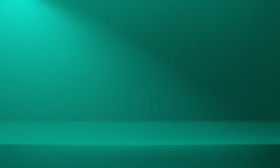 Green Studio background. Dark green Background Empty Room Studio with table. Empty room with light shadow. Space for selling products on the website. Vector illustration.