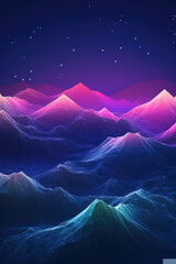 Neon Glow Digital Mountain Landscape