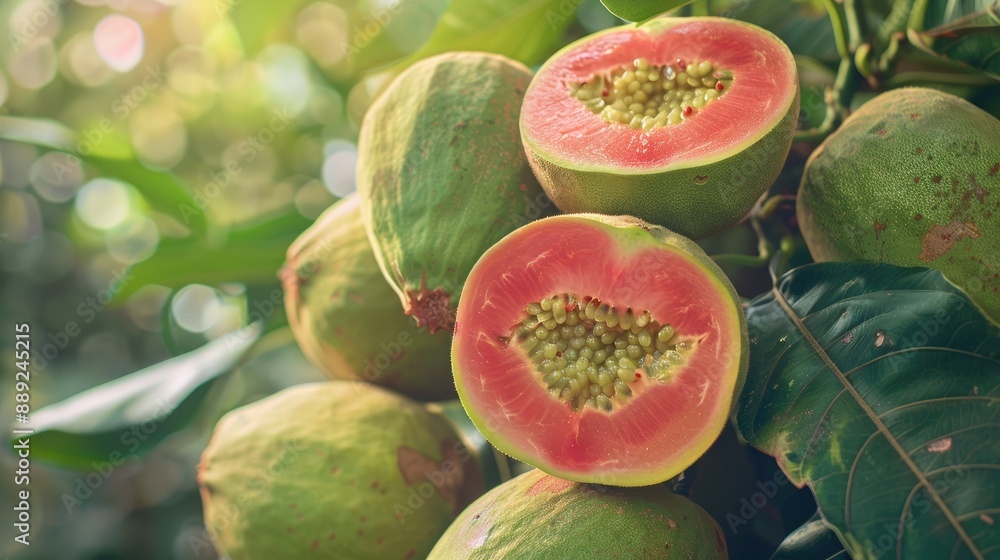 Wall mural close up of fresh ripe guava for backdrop