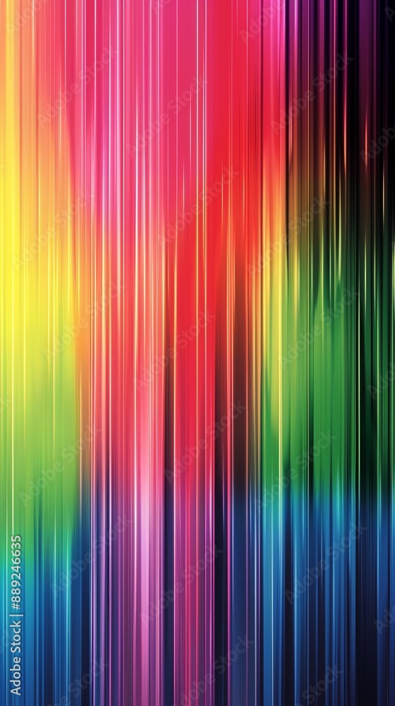 Poster abstract multicolor pattern of vertical lines in vibrant hues, creating an energetic and dynamic vis