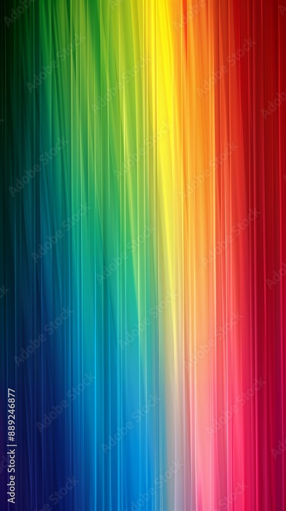 Poster a vibrant spectrum of rainbow-colored vertical lines creating a dynamic and energetic visual effect.