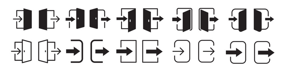 Login logout icon. Enter and exit icon.