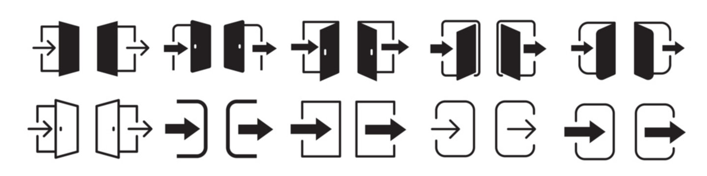 Login logout icon. Enter and exit icon.