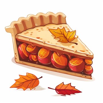 slice of autumn pie with leaves clip art preview