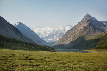 Lake Akkem valley and Beluha Mountain. Altai. Russia