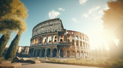 Fototapeta premium Majestic Roman Colosseum at Sunrise