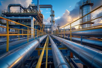 Beautiful industry pipeline transport petrochemical, gas and oil processing