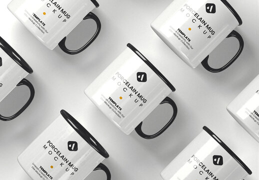 Porcelain Mugs Scene Mockup
