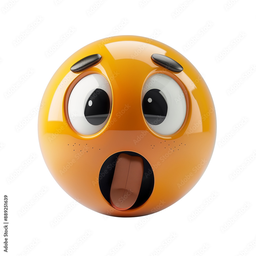 Sticker 3d business face surprise icon on transparent background