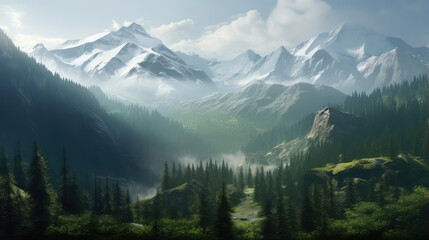 Obraz premium Breathtaking Alpine Valley Landscape