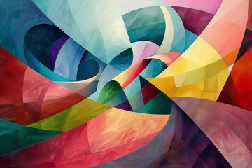 Fototapeta premium Wallpaper with geometric curves and various colors, Generative AI