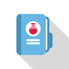 Blue chemistry book cover featuring a pink erlenmeyer flask icon, perfect for educational or scientific projects