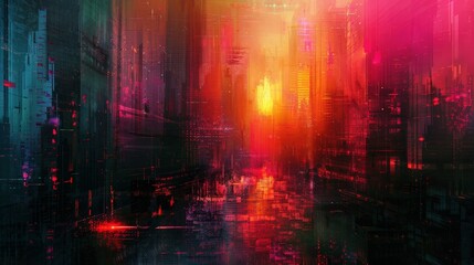 Naklejka premium Futuristic Cityscape Dreamscape - Abstract Urban Architecture with Surreal Elements in High Resolution Artwork Wallpaper