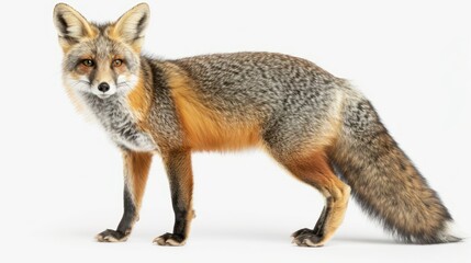 Fototapeta premium Gray Fox full body clearly photo on white background