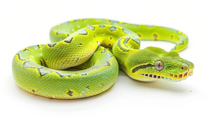Obraz premium Green Tree Python full body on white background