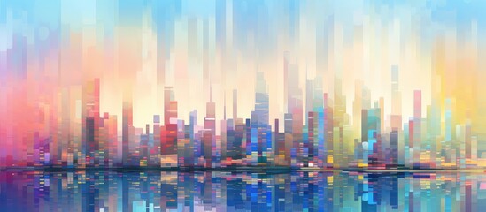 Obraz premium Colorful Abstract Skyline and Water Reflections