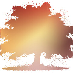 Autumn Tree Silouhette and Shape With Transparent Background