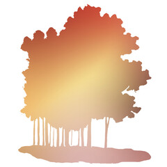 Autumn Tree Silouhette and Shape With Transparent Background