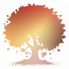Autumn Tree Silouhette and Shape With Transparent Background