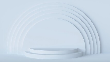 Obraz premium White sci-fi room, pedestal, podium For product presentation. 3d form.