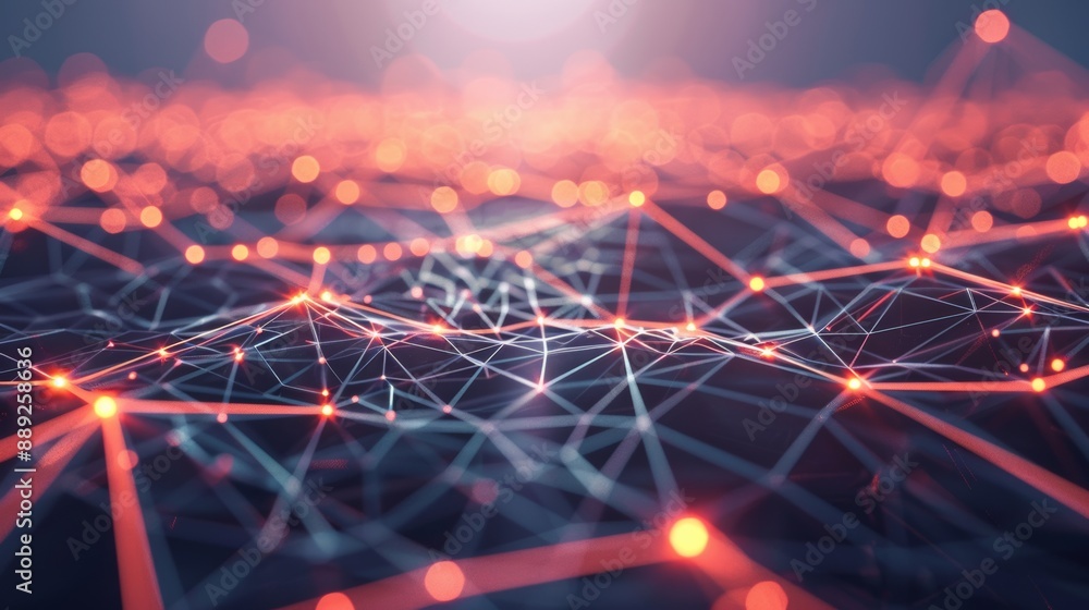 Poster point and line network connection structure data transfer. abstract technology background for 3d ren