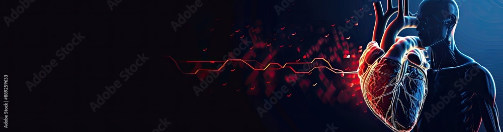Poster digital visualization of heart and pulse