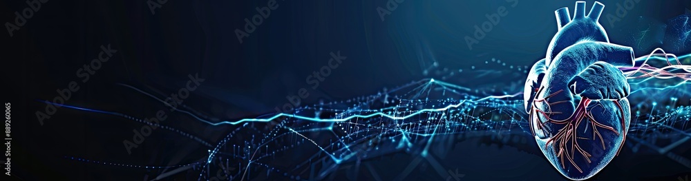 Poster digital visualization of heart and pulse