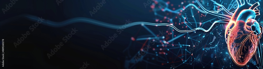 Poster digital visualization of heart and pulse