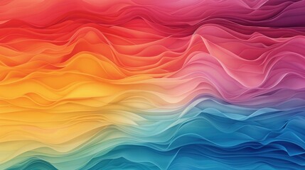 Fototapeta premium Abstract illustration featuring fluid shapes in a gradient of warm and cool colors.