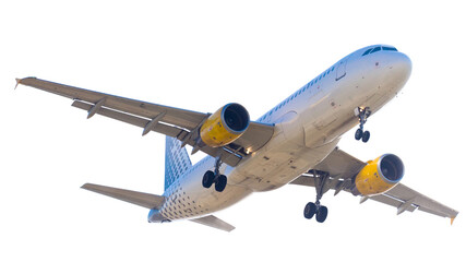Modern airplane on isolated white background