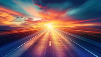 Obraz premium Breathtaking colors of the open road at sunset