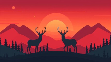Wakefulness in nature, animals stirring at dawn, flat design illustration