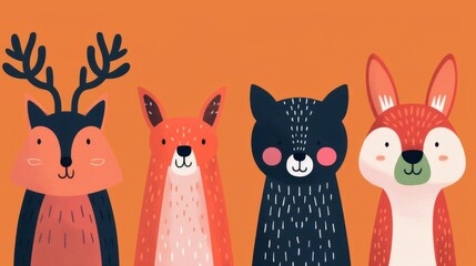 Sentience in nature, intelligent animals interacting, flat design illustration