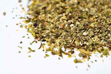 Herb blend seasoning of oregano, basil, onion, garlic and thyme
