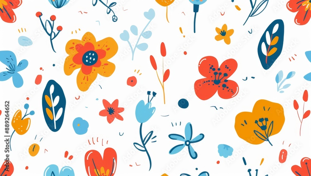 Poster it features vibrant organic shapes and a stylish primary color background with artful drawing in a r