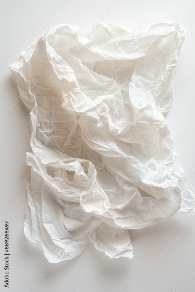 Poster Close-up shot of a white cloth on a table, ideal for use in editorial or commercial contexts where a clean and minimalist aesthetic is desired