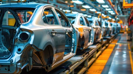 Modern Car Factory Assembly Line